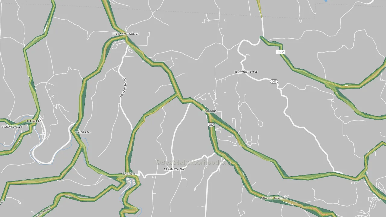Colerain, OH Map of Noise Levels in Colerain