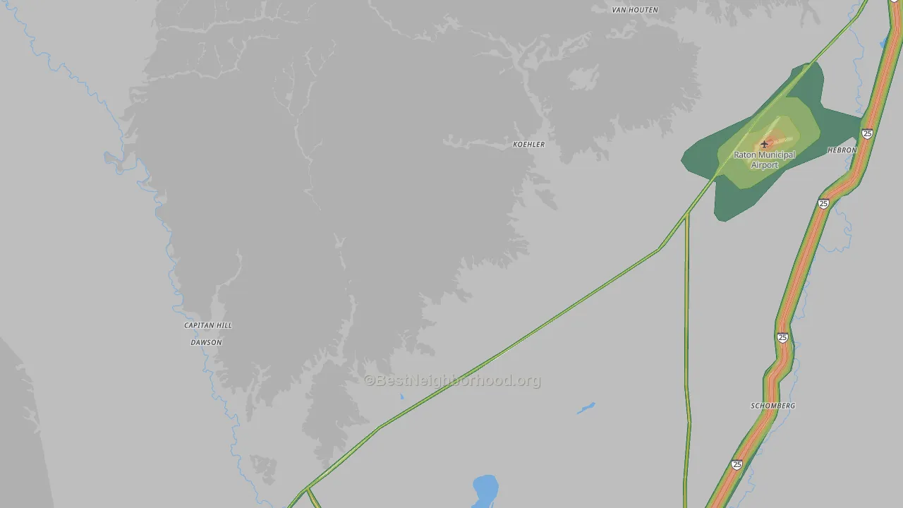 Colfax County, NM Map of Noise Levels in Colfax County