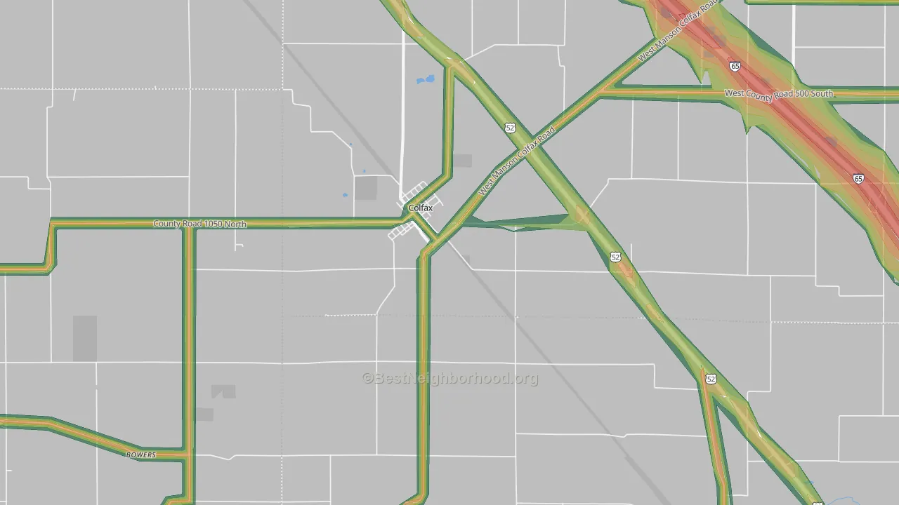 Colfax, IN Map of Noise Levels in Colfax