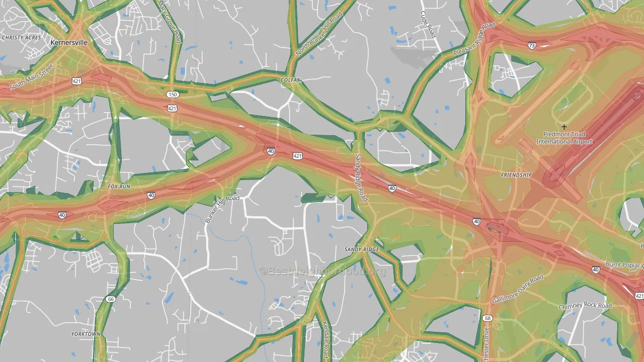 Colfax, NC Map of Noise Levels in Colfax