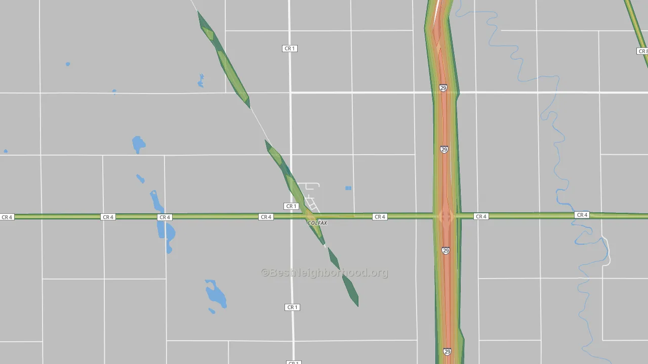 Colfax, ND Map of Noise Levels in Colfax