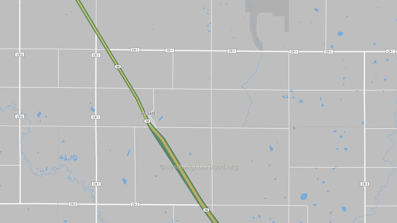 Colgate, ND Map of Noise Levels in Colgate