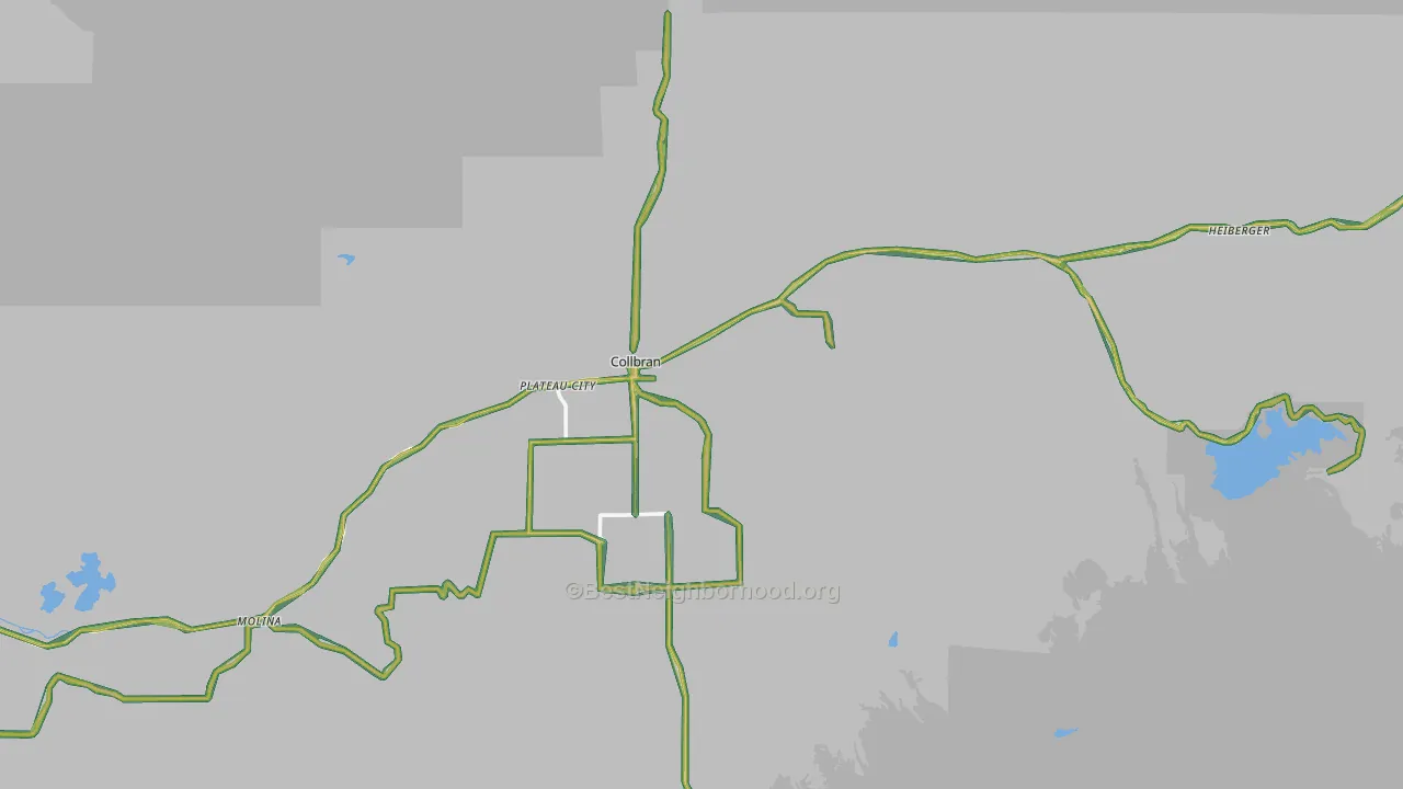 Collbran, CO Map of Noise Levels in Collbran