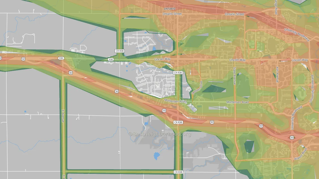 College Creek, Ames, IA Map of Noise Levels in College Creek