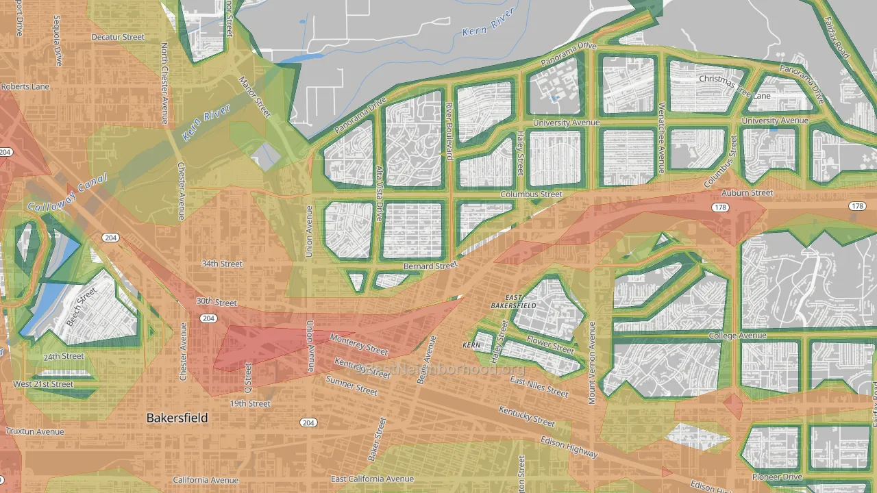 College Heights Baker Street, Bakersfield, CA Map of Noise Levels in College Heights Baker Street