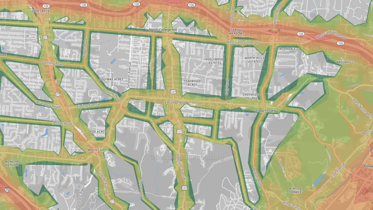 College Hill, Cincinnati, OH Map of Noise Levels in College Hill