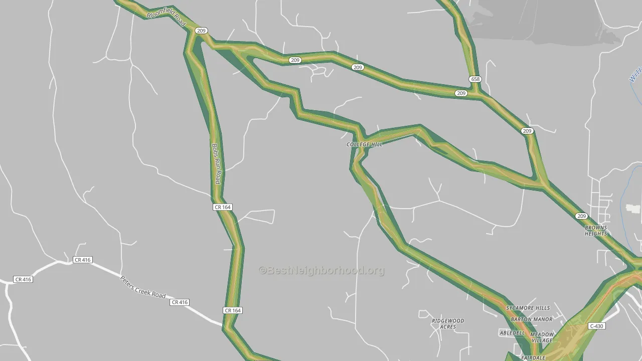 College Hill, OH Map of Noise Levels in College Hill