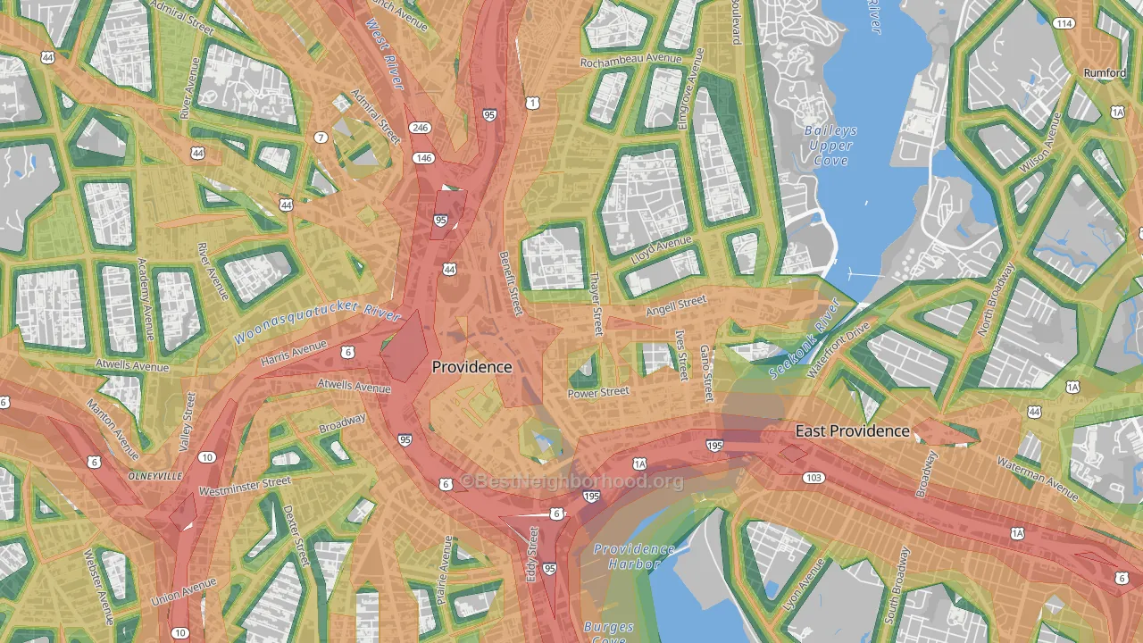 College Hill, Providence, RI Map of Noise Levels in College Hill