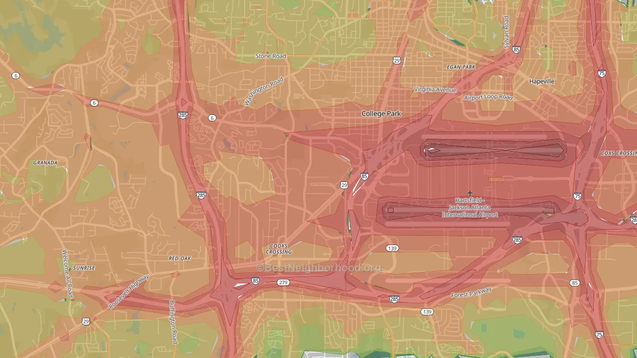 College Park, GA Map of Noise Levels in College Park