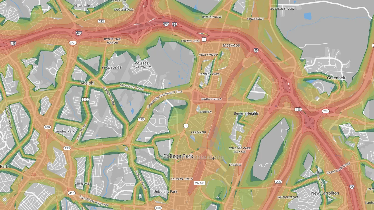 College Park, MD Map of Noise Levels in College Park