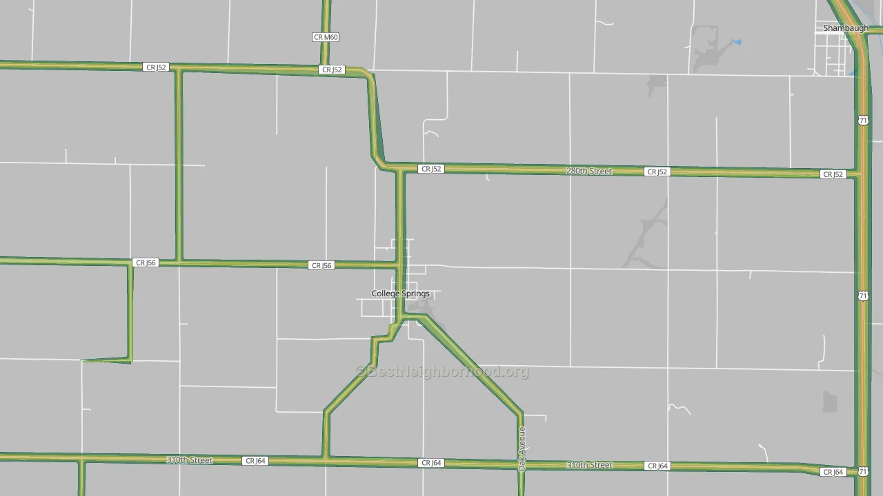College Springs, IA Map of Noise Levels in College Springs