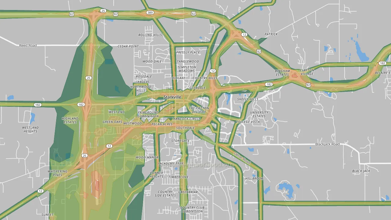 College View, Starkville, MS Map of Noise Levels in College View