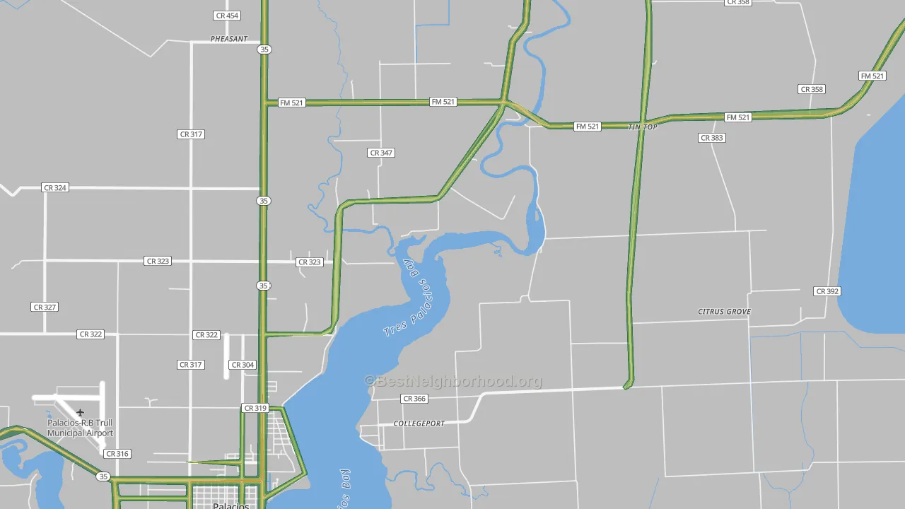 Collegeport, TX Map of Noise Levels in Collegeport