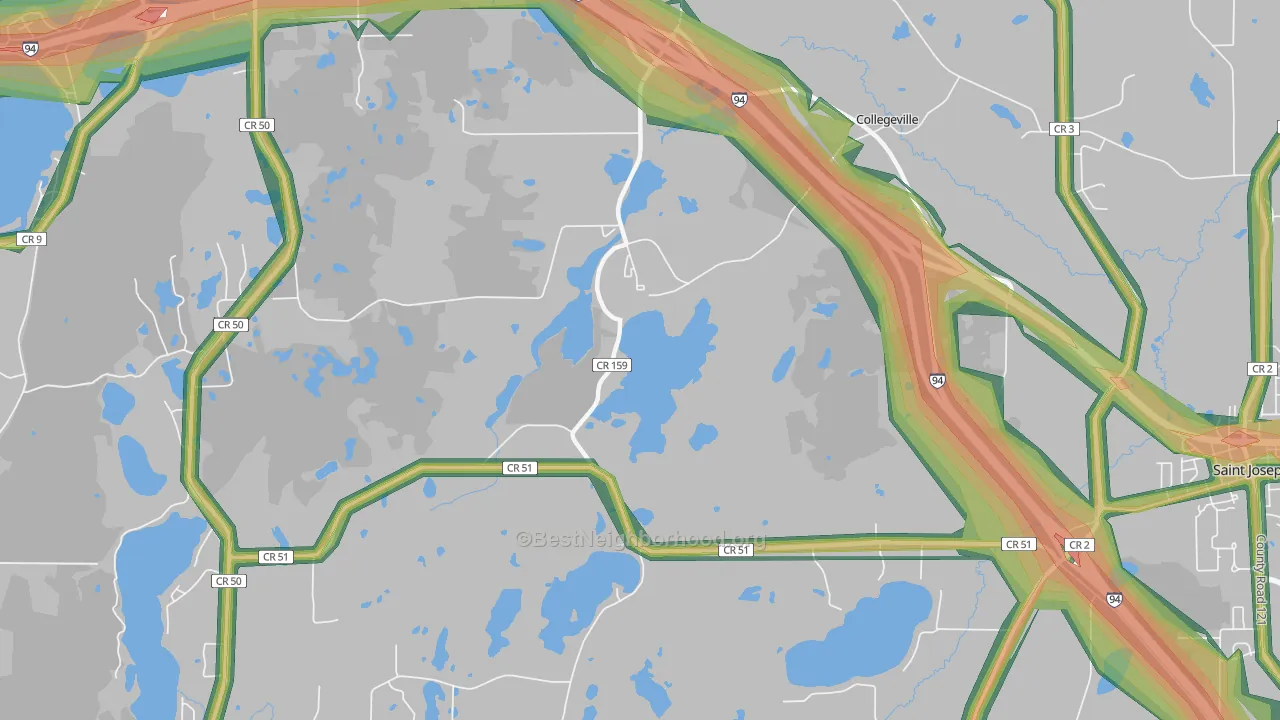 Collegeville, MN Map of Noise Levels in Collegeville