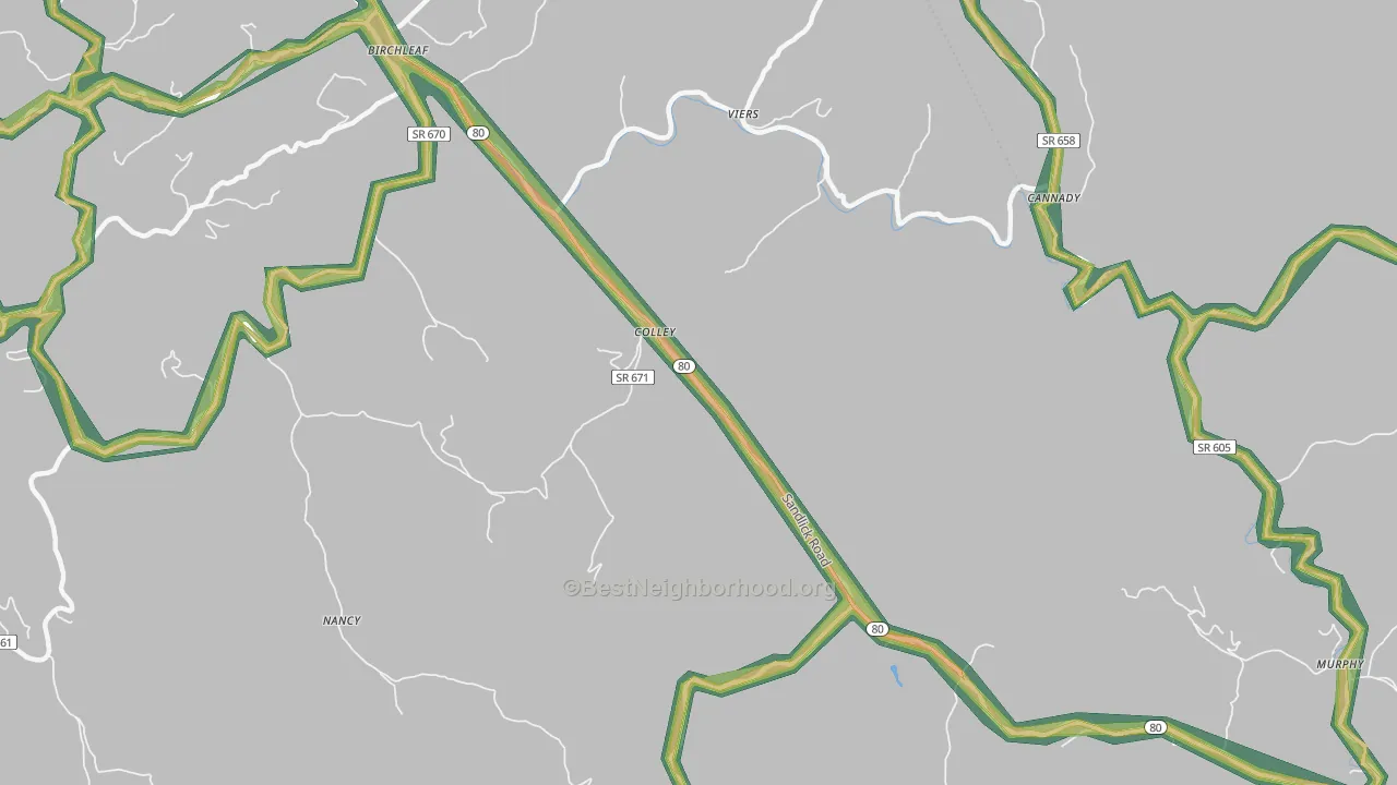 Colley, VA Map of Noise Levels in Colley