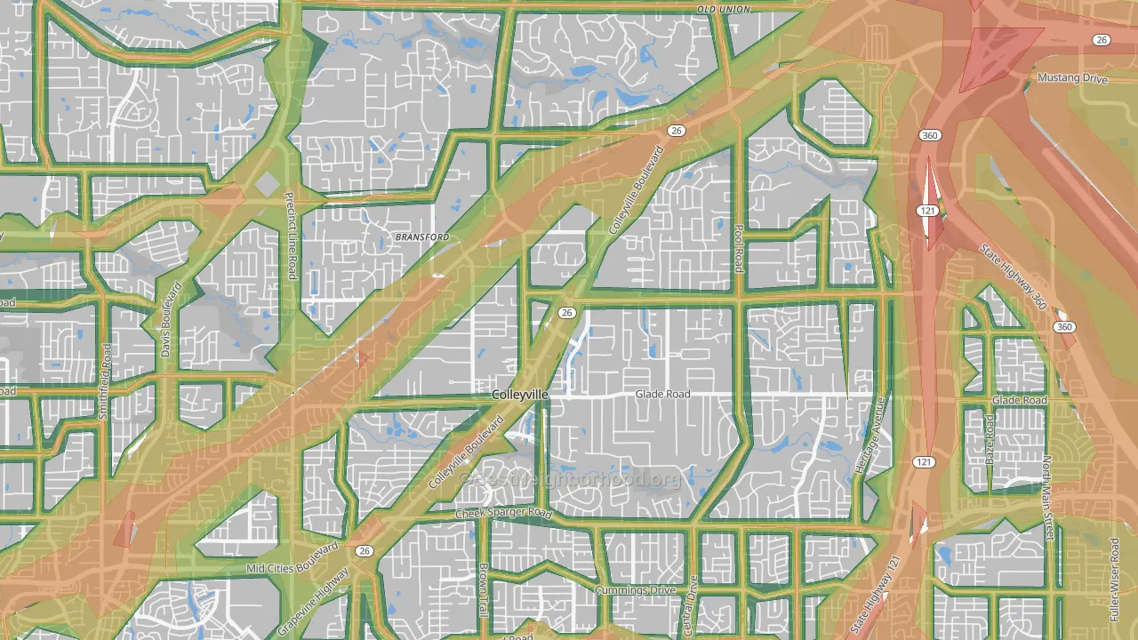 Colleyville, TX Map of Noise Levels in Colleyville
