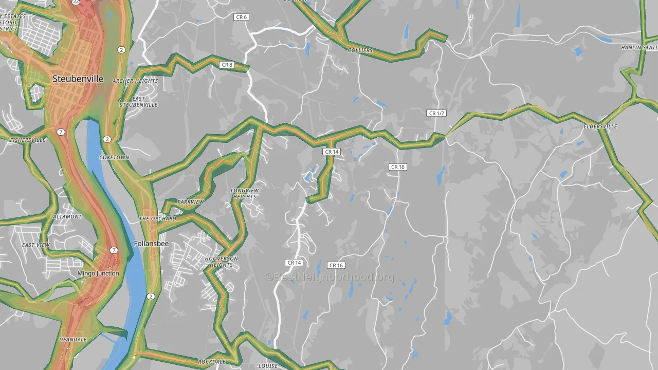 Colliers, WV Map of Noise Levels in Colliers