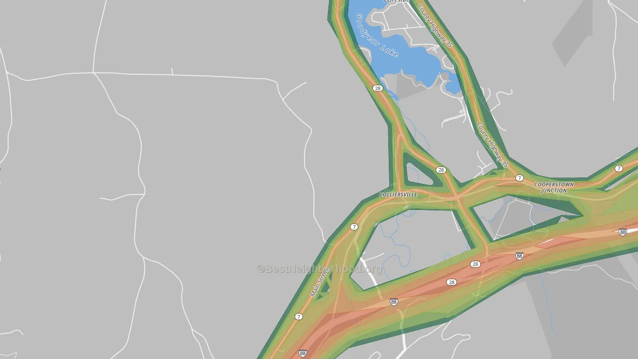 Colliersville, NY Map of Noise Levels in Colliersville