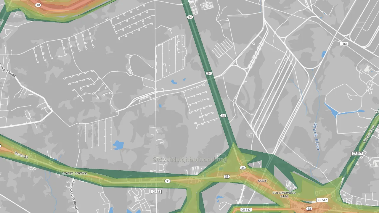Collingwood Park, NJ Map of Noise Levels in Collingwood Park