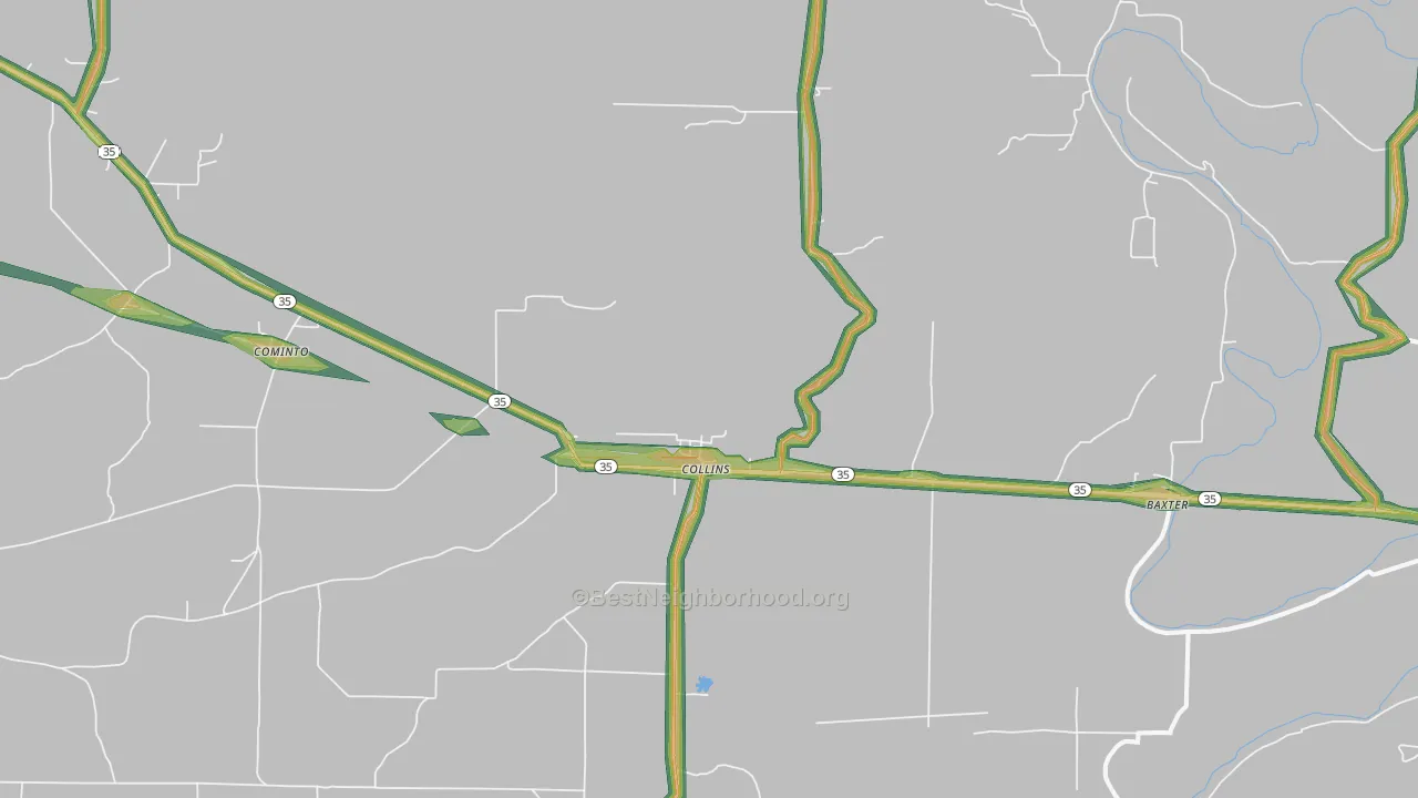 Collins, AR Map of Noise Levels in Collins