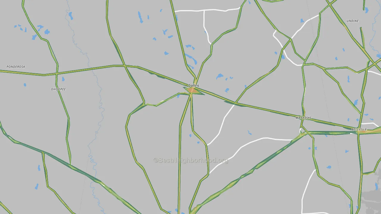 Collins, GA Map of Noise Levels in Collins