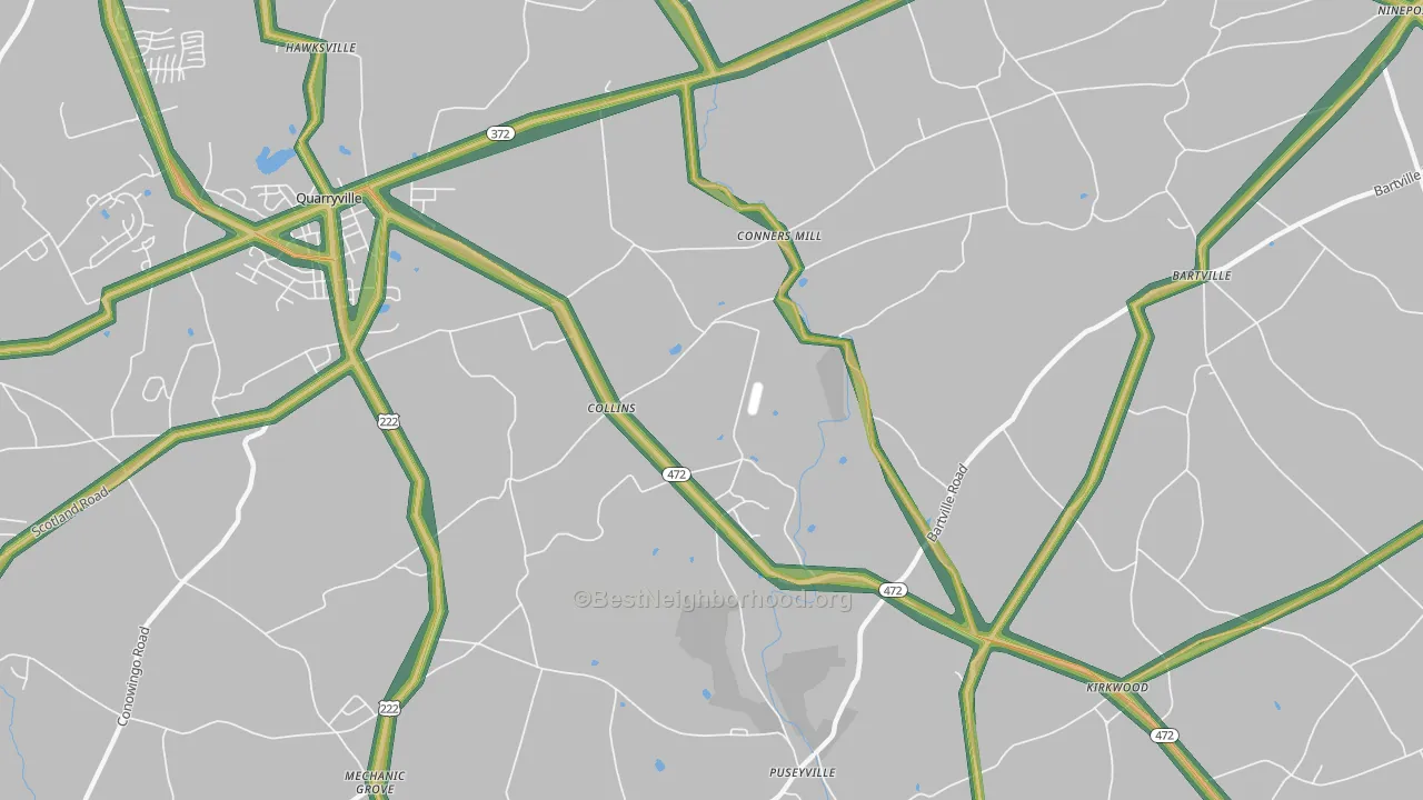 Collins, PA Map of Noise Levels in Collins