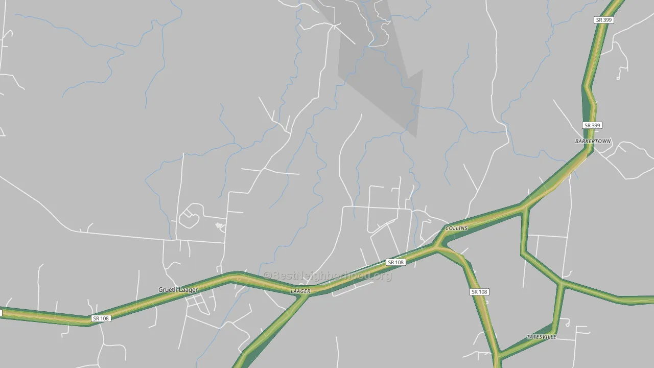 Collins, TN Map of Noise Levels in Collins