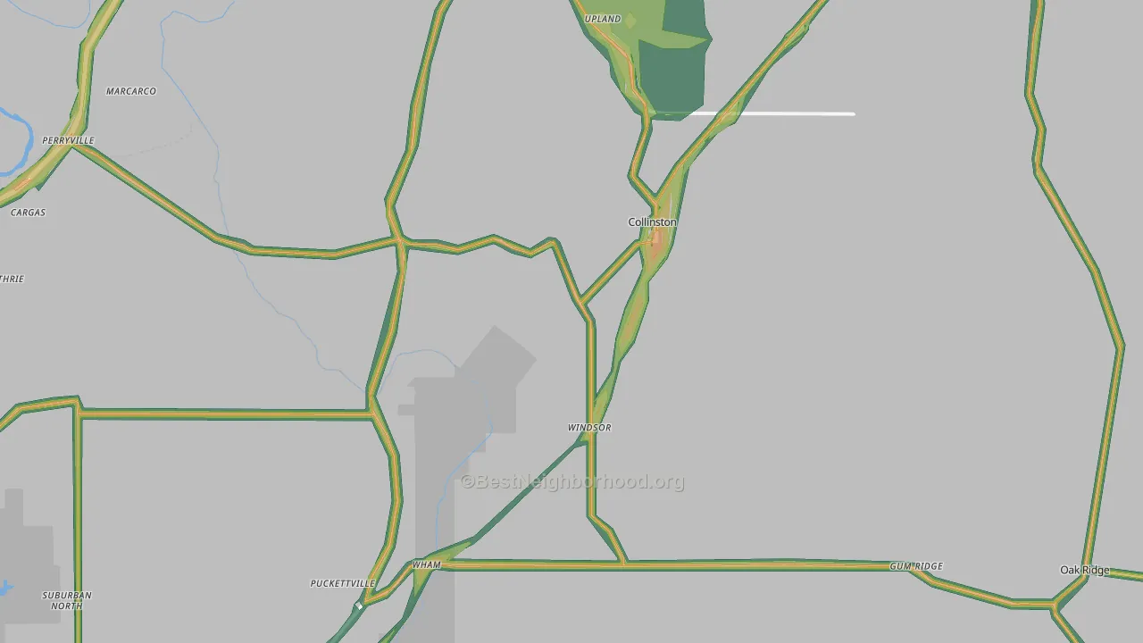 Collinston, LA Map of Noise Levels in Collinston