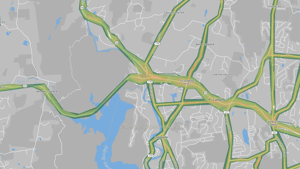 Collinsville, CT Map of Noise Levels in Collinsville