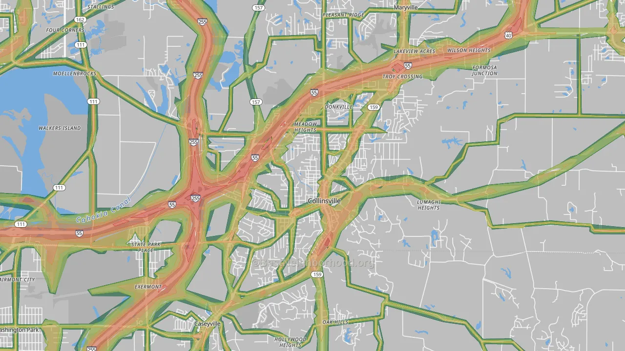 Collinsville, IL Map of Noise Levels in Collinsville