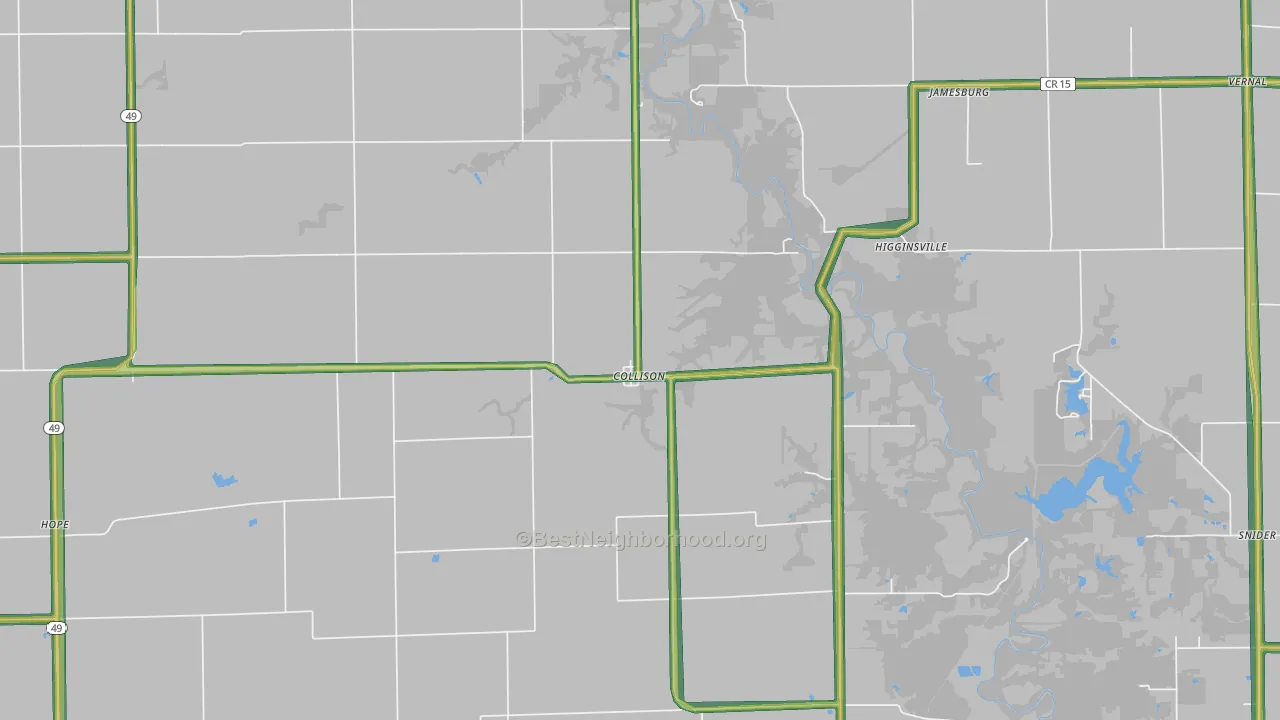 Collison, IL Map of Noise Levels in Collison