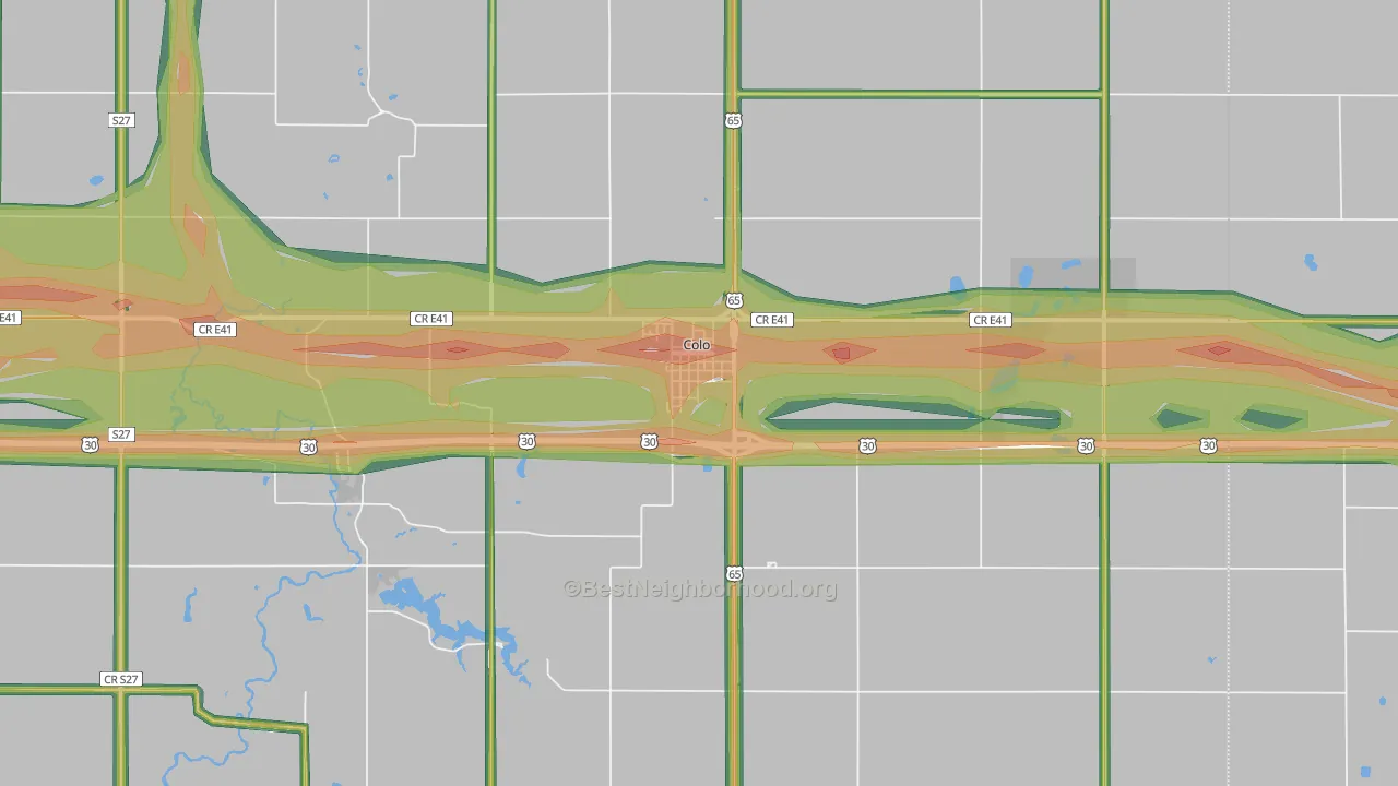 Colo, IA Map of Noise Levels in Colo