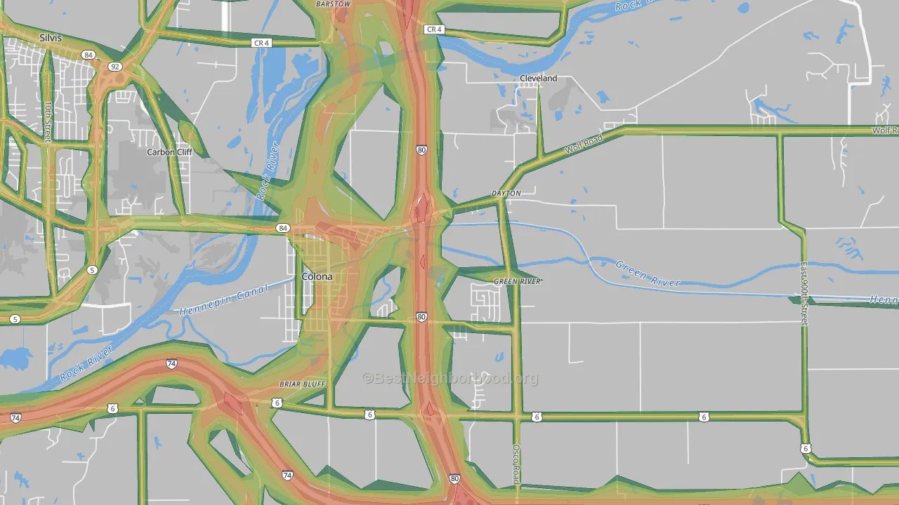 Colona, IL Map of Noise Levels in Colona