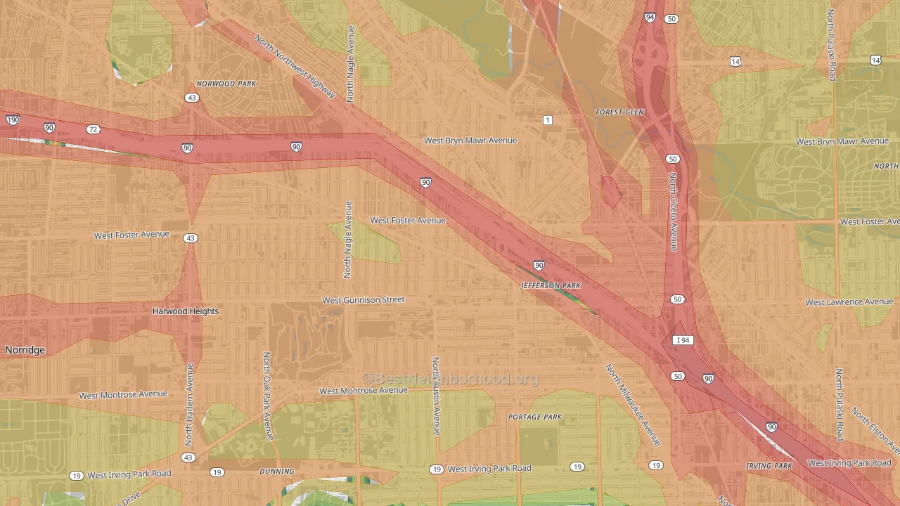 Colonial Gardens, Chicago, IL Map of Noise Levels in Colonial Gardens