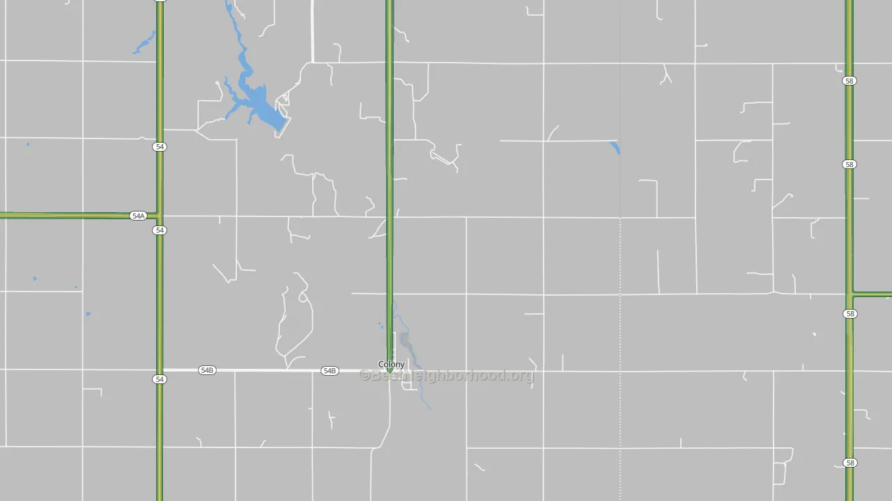Colony, OK Map of Noise Levels in Colony