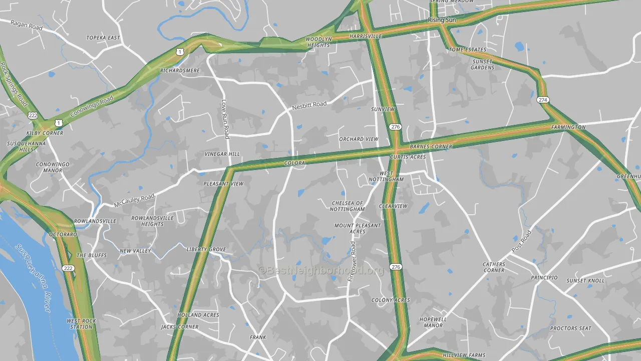 Colora, MD Map of Noise Levels in Colora