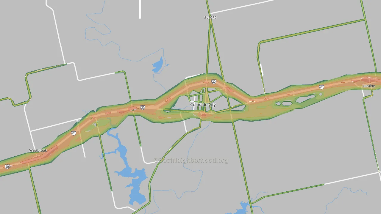 Colorado City, TX Map of Noise Levels in Colorado City