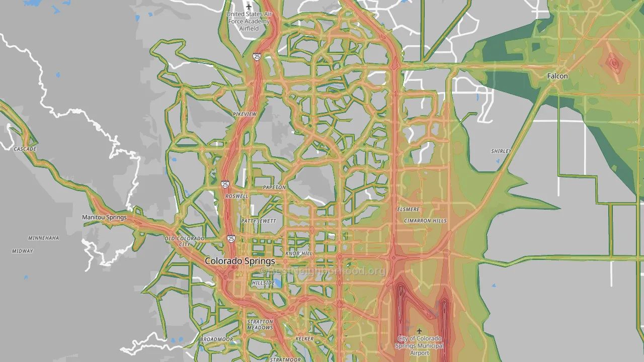 Colorado Springs, CO Map of Noise Levels in Colorado Springs