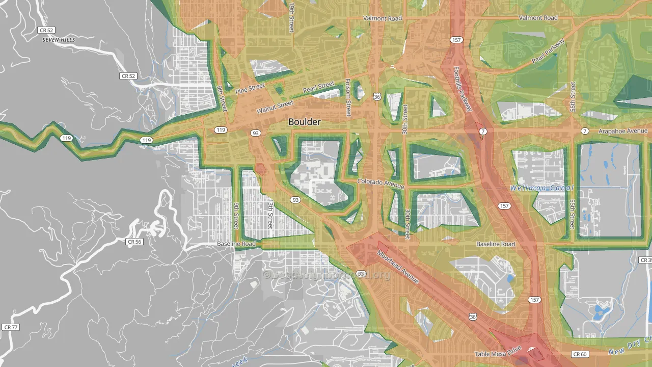 Colorado University, Boulder, CO Map of Noise Levels in Colorado University