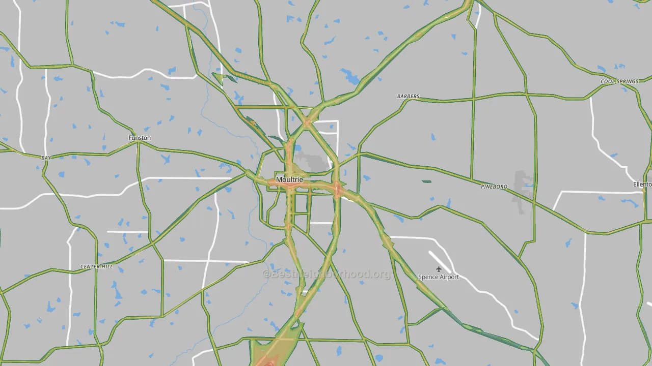 Colquitt County, GA Map of Noise Levels in Colquitt County