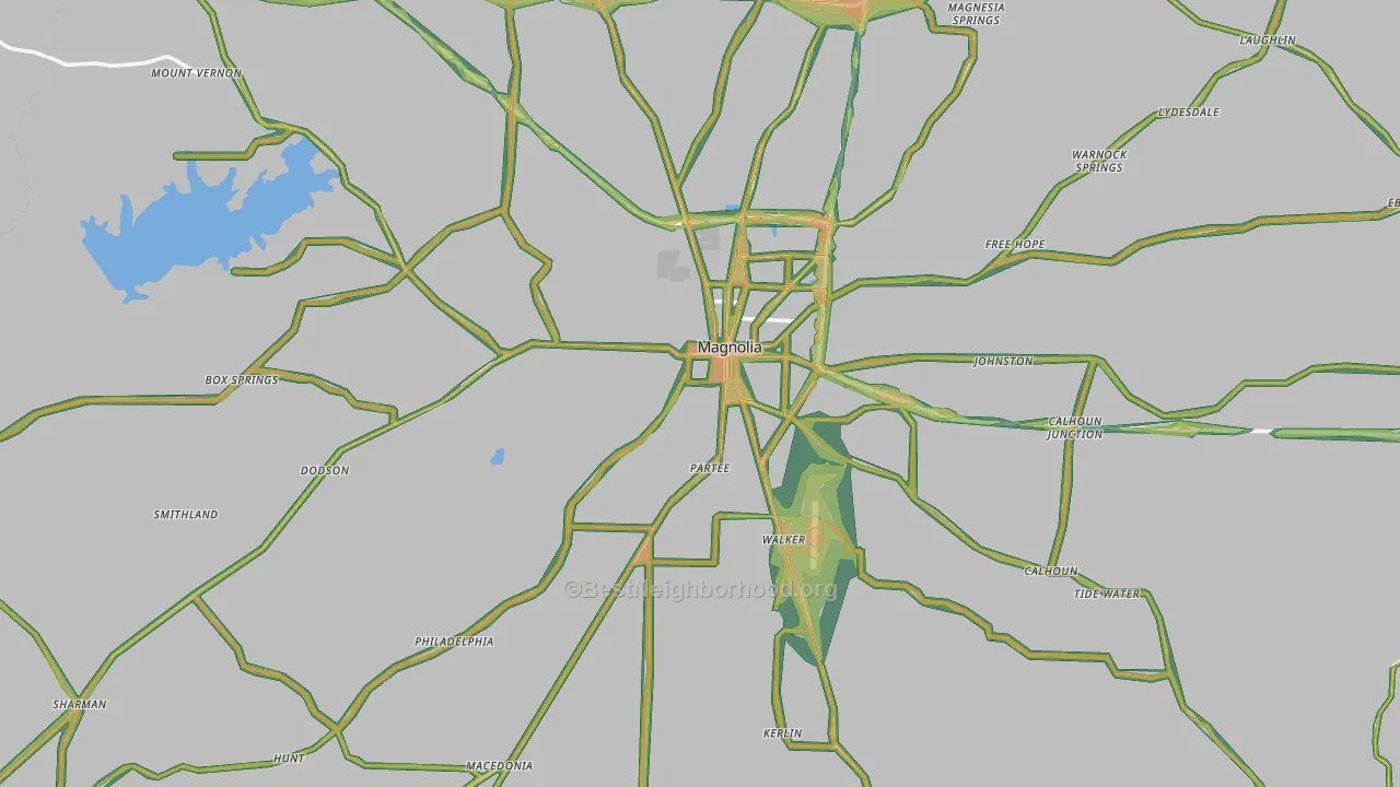 Columbia County, AR Map of Noise Levels in Columbia County