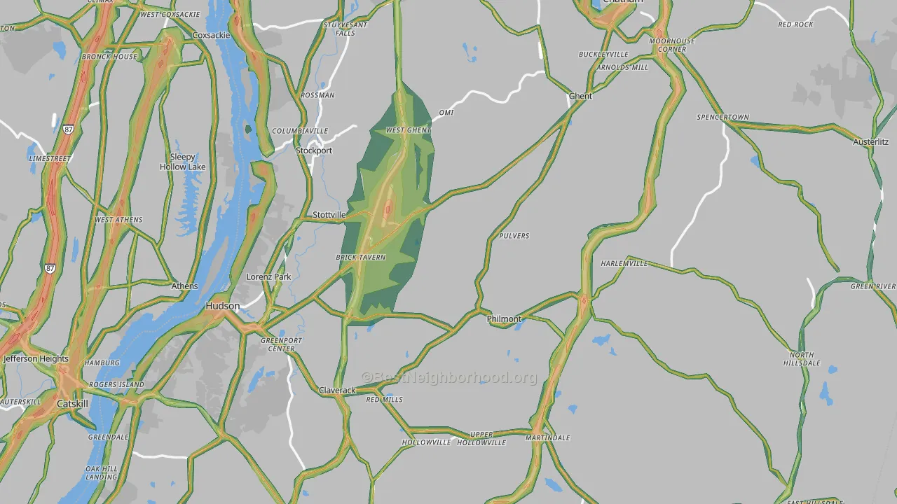 Columbia County, NY Map of Noise Levels in Columbia County