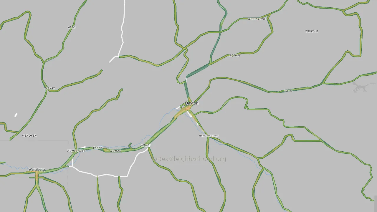 Columbia County, WA Map of Noise Levels in Columbia County