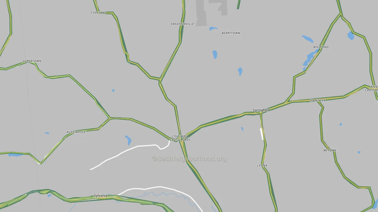 Columbia Cross Roads, PA Map of Noise Levels in Columbia Cross Roads
