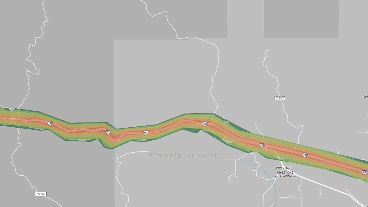 Columbia Gardens, MT Map of Noise Levels in Columbia Gardens