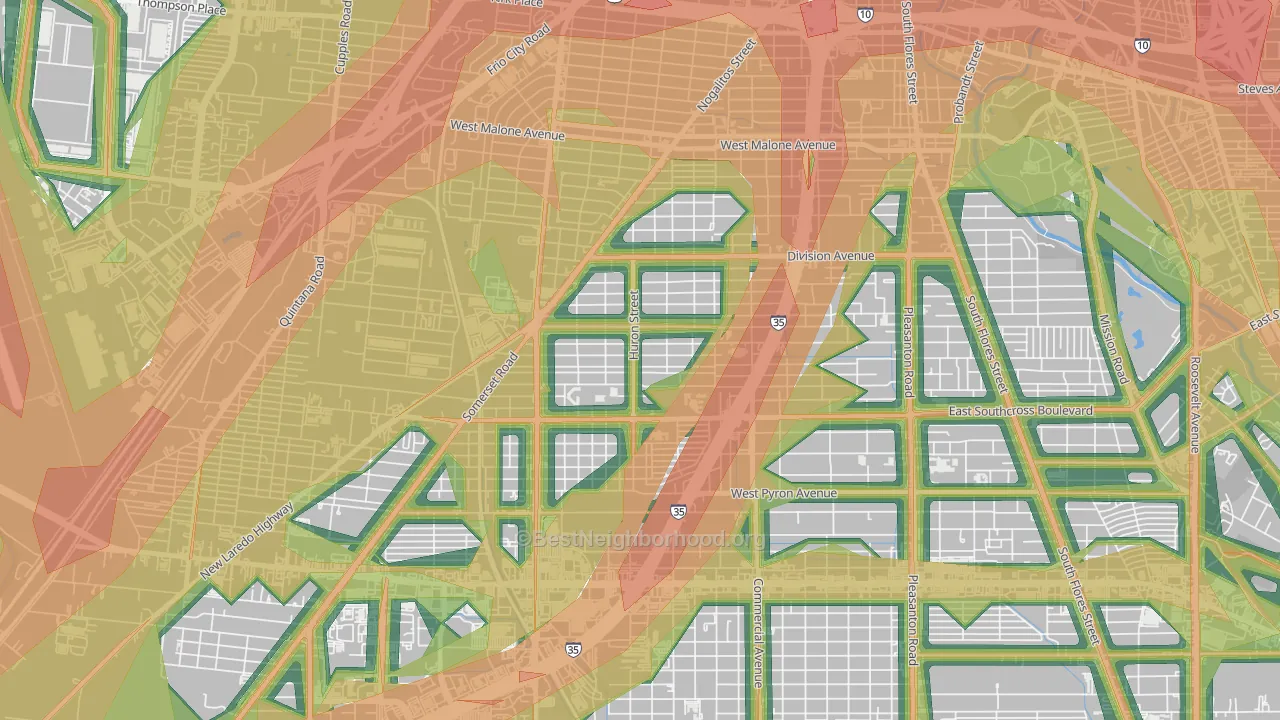 Columbia Heights, San Antonio, TX Map of Noise Levels in Columbia Heights