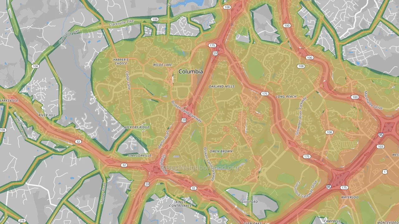 Columbia, MD Map of Noise Levels in Columbia