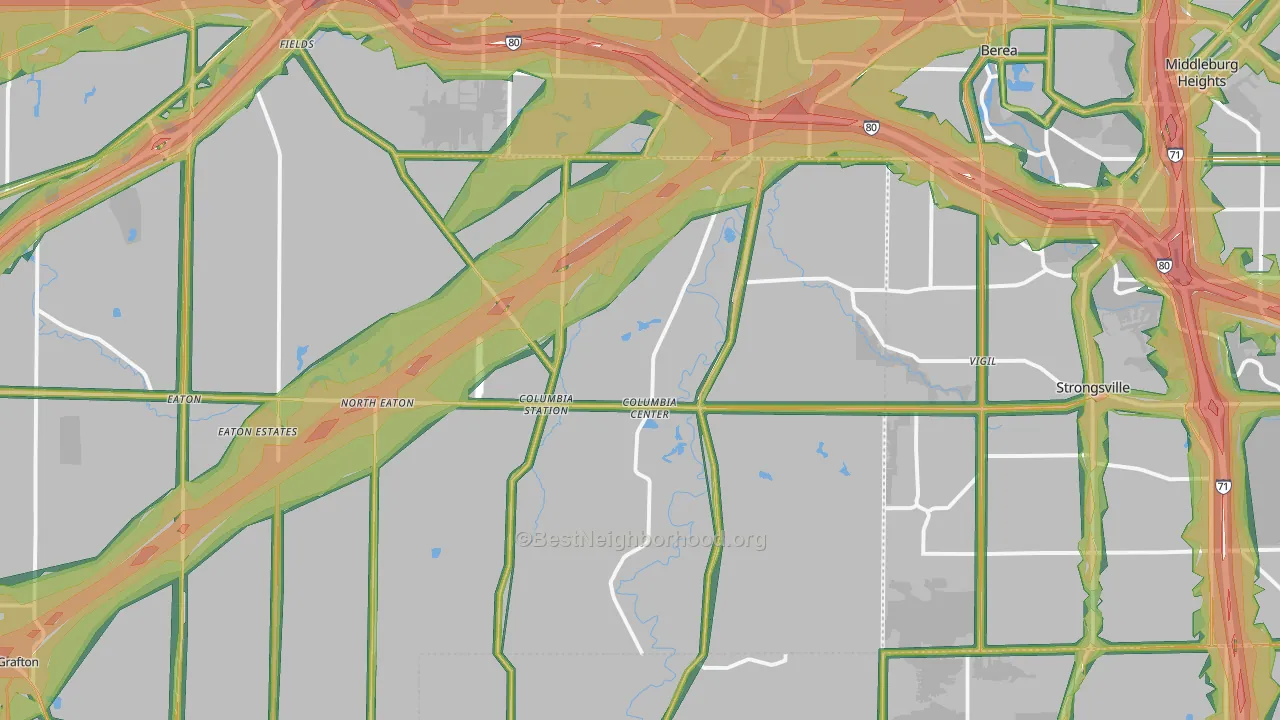 Columbia Station, OH Map of Noise Levels in Columbia Station
