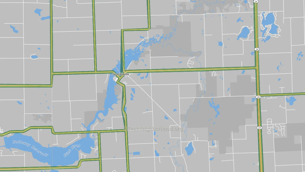 Columbiaville, MI Map of Noise Levels in Columbiaville
