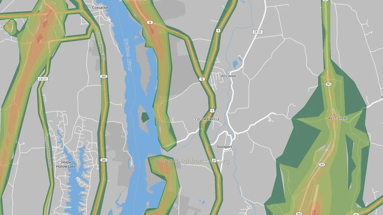 Columbiaville, NY Map of Noise Levels in Columbiaville